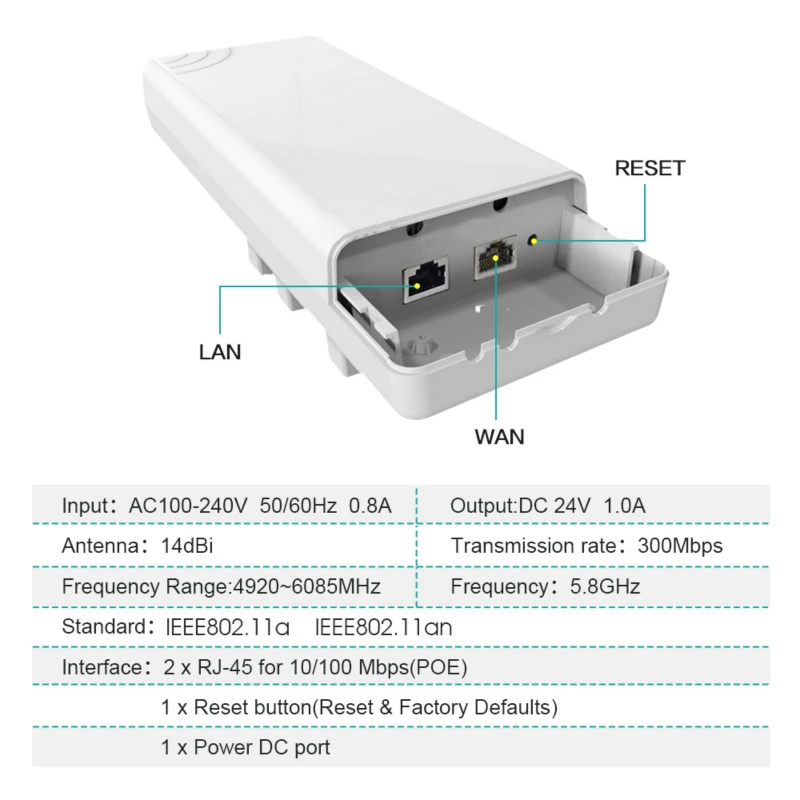 

ANDDEAR CPE AR9344 Chipset WIFI Router WIFI Repeater Long Range 300Mbps 2.4G5.8ghz Outdoor AP Router CPE AP Bridge Client Router