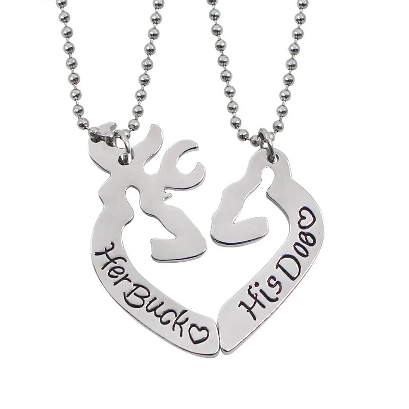 Her Buck His Doe I Love You, лучшие друзья, пара, ожерелье, ювелирное изделие, головоломка, BFF, замок, Тай Чи, сердце, подвески, ожерелье s для женщин, мужчин, подарок, колье - Окраска металла: Her Buck His Doe