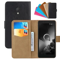 luxury wallet case for alcatel 1c 2019 5003d pu leather retro flip cover magnetic fashion cases strap