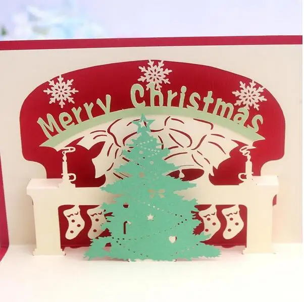 Рождественская креативная трехмерная открытка 3D Бумажная резная на заказ