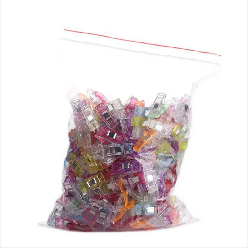 Mix-color Пластиковые зажимы для шитья, 50 шт., прозрачные, для шитья, для стёганого одеяла, для скрепок, пластиковые зажимы, упаковка, замечательные пластиковые зажимы - Цвет: Mix-color