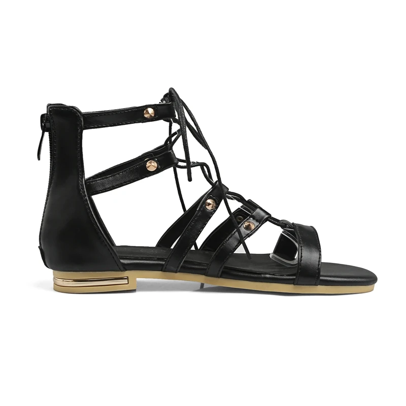 

ENMAYLA Fashion women leisure ankle strap flat with lady causal lace up cross-tied sandals Big size 34-43 ZYL334