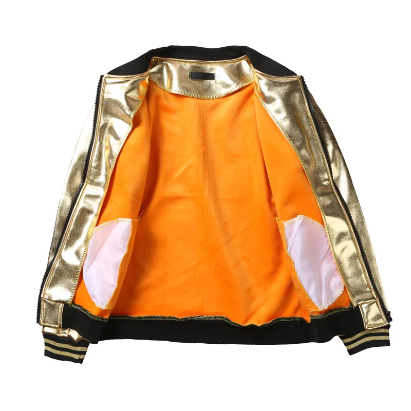 Мужская блестящая куртка с серебристым металлическим покрытием повседневная