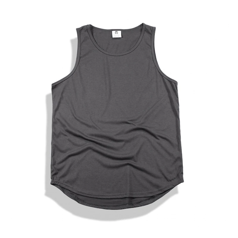6162 Dark gray 10 цветов Летняя мужская Удлиненная майка без рукавов, топы kanye west, одежда оверсайз, бодибилдинг, майка для фитнеса - Цвет: 6162 Dark gray