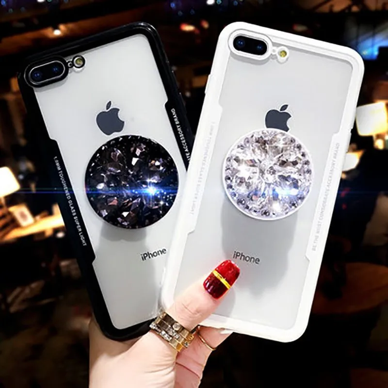 Роскошный горный хрусталь кронштейн чехол для телефона IPhone 11 Pro Max XS XR X 8 7 6 Plus 5s