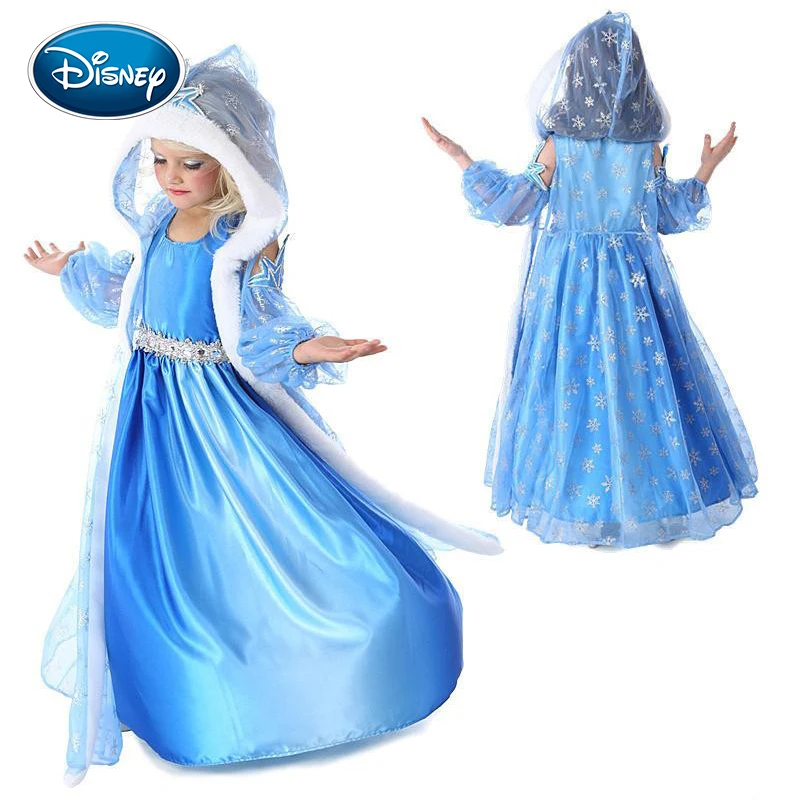 Disney Snow романтичное платье мультфильм сплошного цвета принцесса взрыв детское с