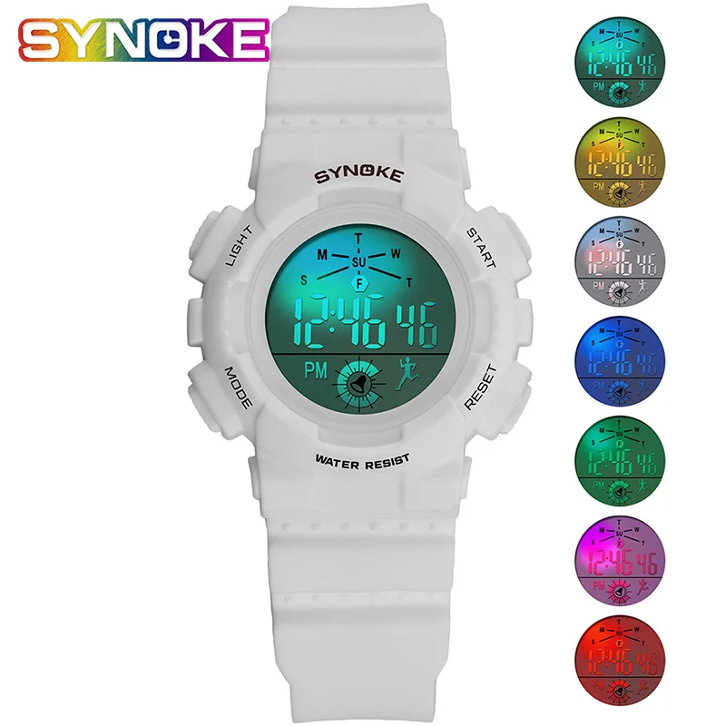 

SYNOKE Student Colorful Luminous Electronic Watch Digital Watch For Girls Boy Kids Watches Waterproof Girl Watches 2019