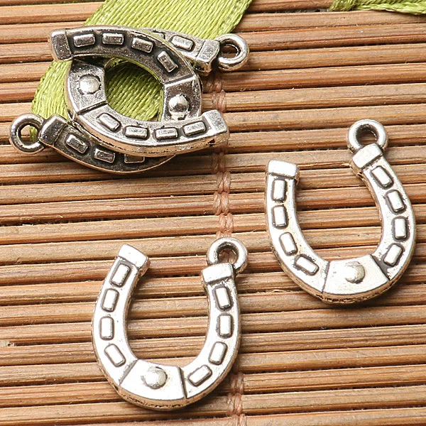 

30pcs dark silver color 2sided U shaped horse shoe design charms EF2761