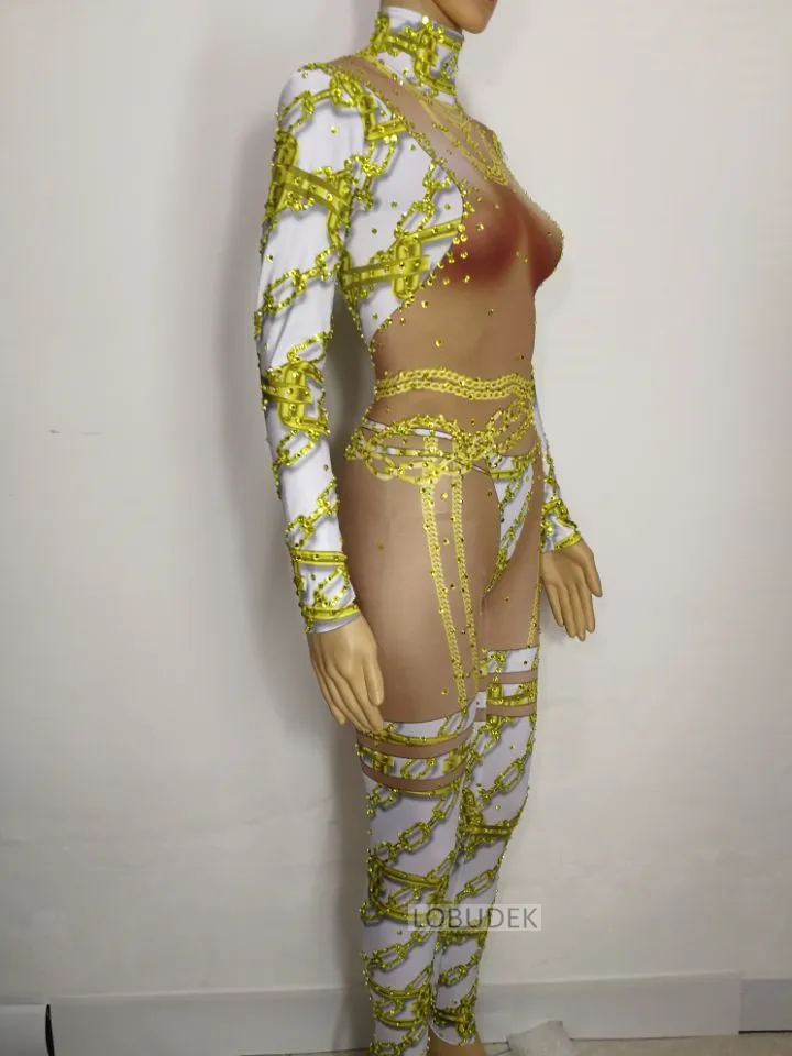 Сексуальные женские костюмы боди комбинезон для бара ночного клуба DS стразы