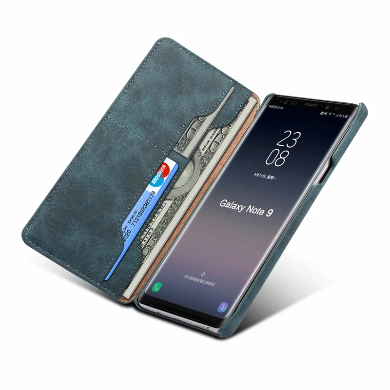 Винтажный чехол бумажник для Samsung Galaxy Note 9 с карманом денег и слотами карт
