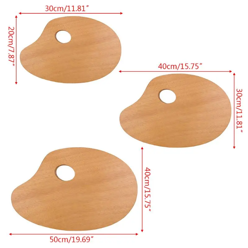 

Sealed Oil Oval Oil Painting Palette Durable Acrylic Solid Wood Quality Simple Art Painting Tools Color Board S/M/L C26