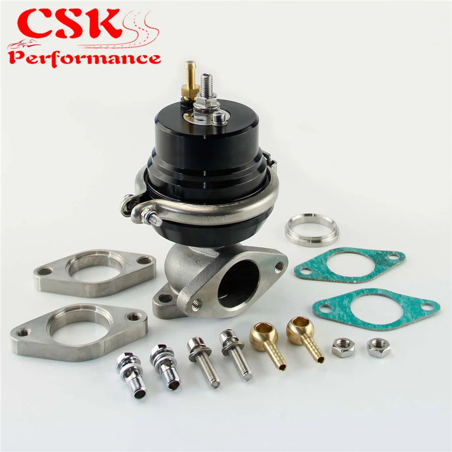 ADJUSTABLE TURBO MANIFOLD 38MM EXTERNAL WASTE GATE BLACK+8 PSI SPRING+FLANGE KIT |