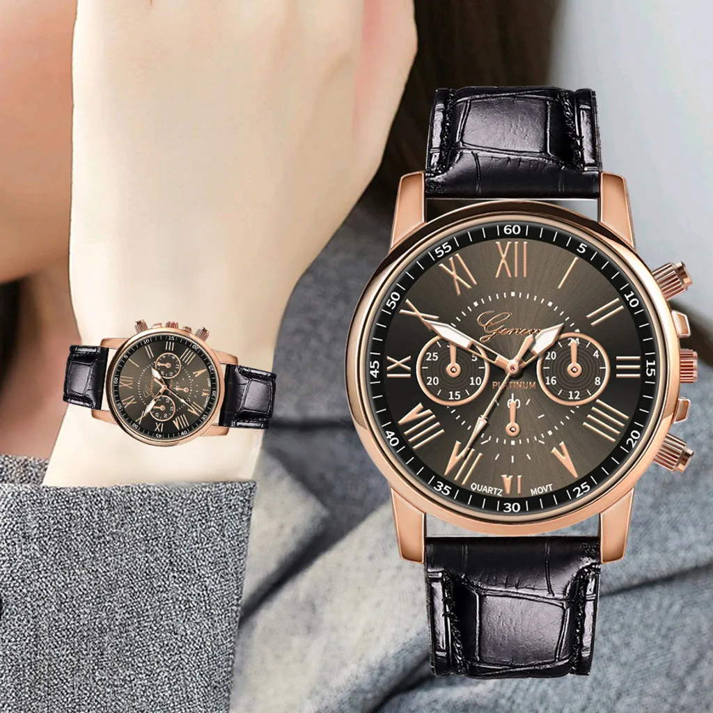 

Geneva watch women sports watch Fashion Ladies Leather Band Quartz Analog Wrist Watches Clock Mens Watch relogio feminino #N03
