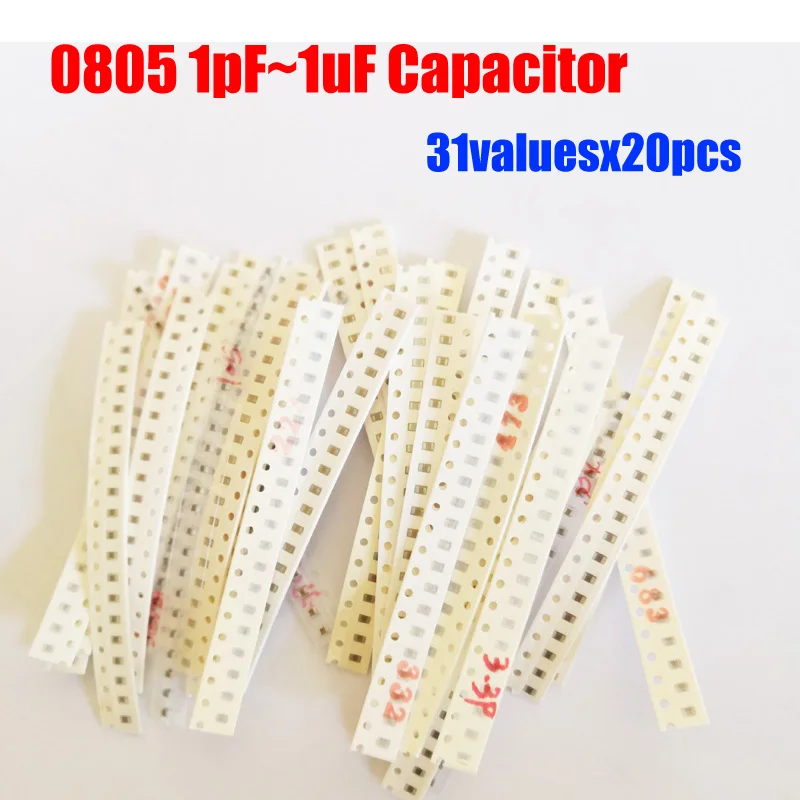 0805 SMD набор образцов конденсаторов 31valuesX20pcs = 620pcs 1PF ~ 1 мкФ в