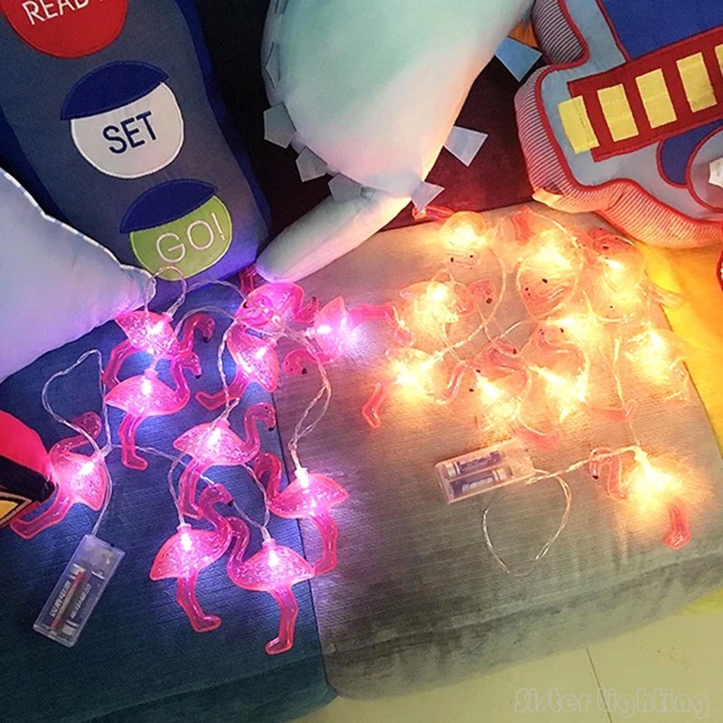 Красный Фламинго светодиодная гирлянда 2XAA батарея опетизированный барбекю