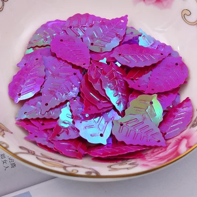 Rose Red AB 520 шт. лист блестки 13*24 мм ПВХ шитье DIY аксессуары для одежды листья с 2 отверстиями 10 цветов доступны конфетти Spangles - Цвет: Rose Red AB