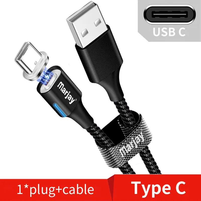 Black Type C Cable MArjay 2 м Магнитный кабель Micro Usb type C супер быстрая зарядка телефона Usb C QC3.0 зарядное устройство для IPhone Xiaomi huawei Android телефон - Цвет: Black Type C Cable