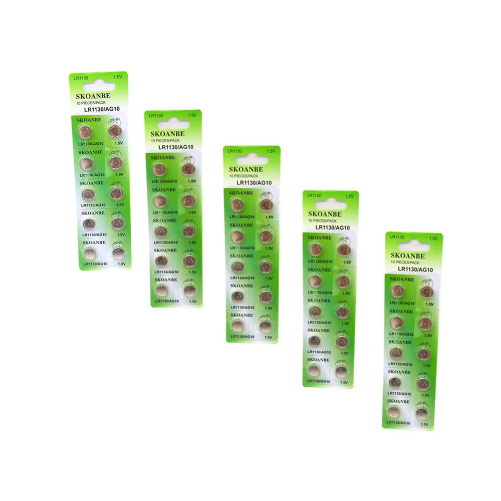TBUOTZO зеленые новые батареи для часов 10 шт. 1,55 в L1131 AG10 LR54 LR1130 389 189 щелочные батареи кнопка ячейка монета
