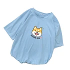 Для женщин Harajuku футболка Kawaii милые Shiba Inu Doge футболка с набивным рисунком в Корейском стиле Стиль в уличном стиле; Модные хлопковые топы Короткий рукав женская футболка