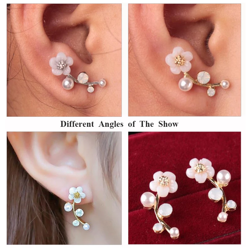 1 пара женские серьги гвоздики В Виде Цветка Персика|Серьги-гвоздики| |