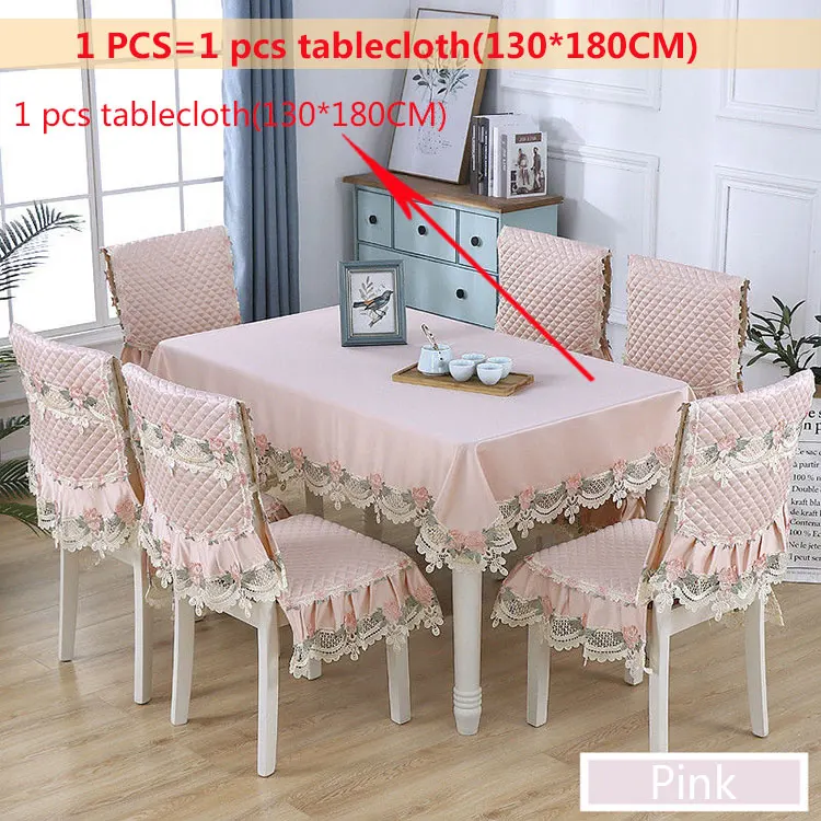 Pink1pcs-130x180cm Пасторальная скатерть для стула, наволочка для подушки, набор для столовой, с принтом, твердая прямоугольная скатерть, цветочный свежий стиль, свадебный стол, украшение - Цвет: Pink1pcs-130x180cm