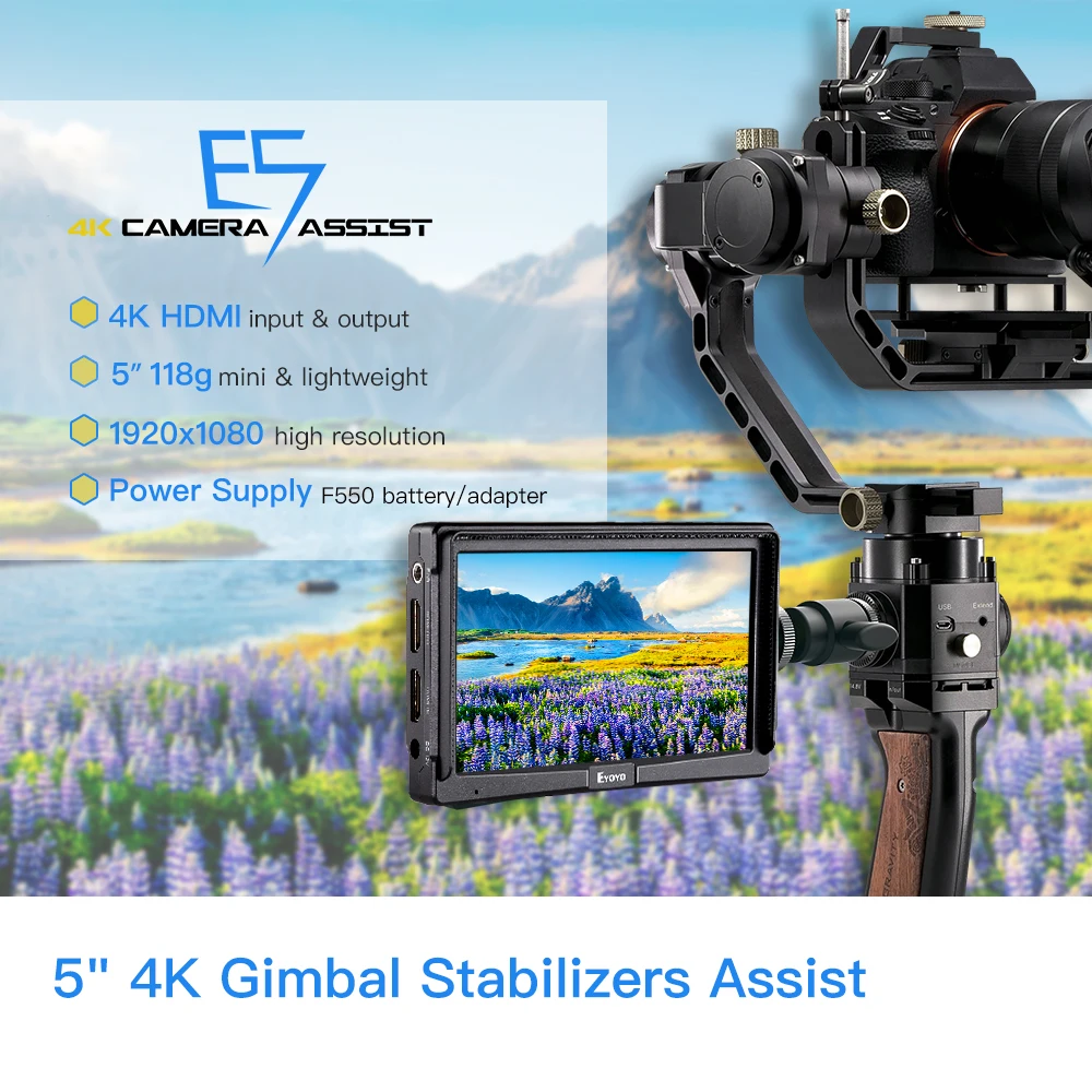 Eyoyo E5 5 &quotDSLR камера монитор небольшой HD фокус видео помощь полевой lcd ips Full 1920x1080 4K