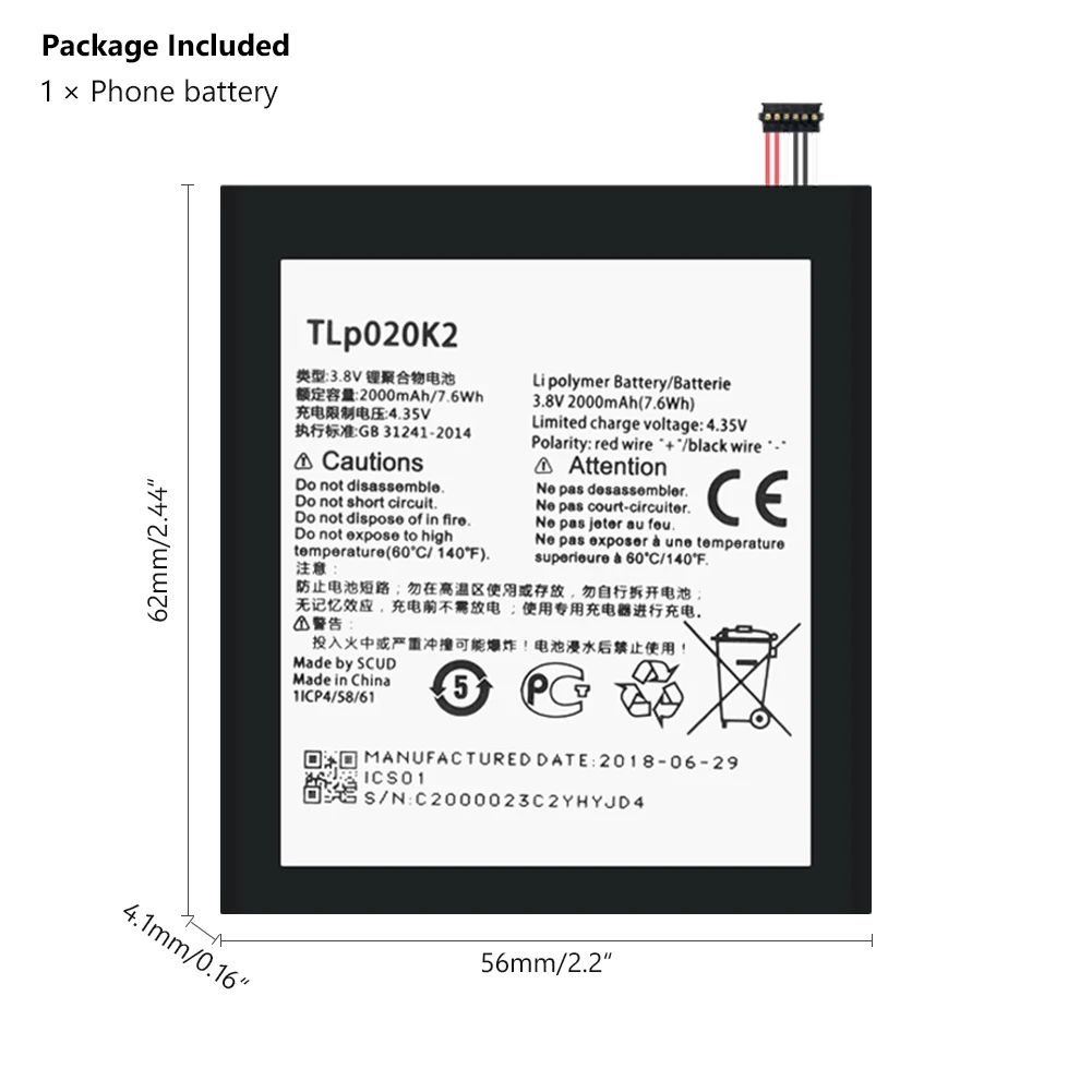 TLp020K2 Battery TLp020K2 литий-полимерная батарея мобильного телефона для Alcatel One Touch Idol 3 4," 6039 H 6039Y 6039K TLp020K1 батареи - Цвет: TLp020K2 Battery