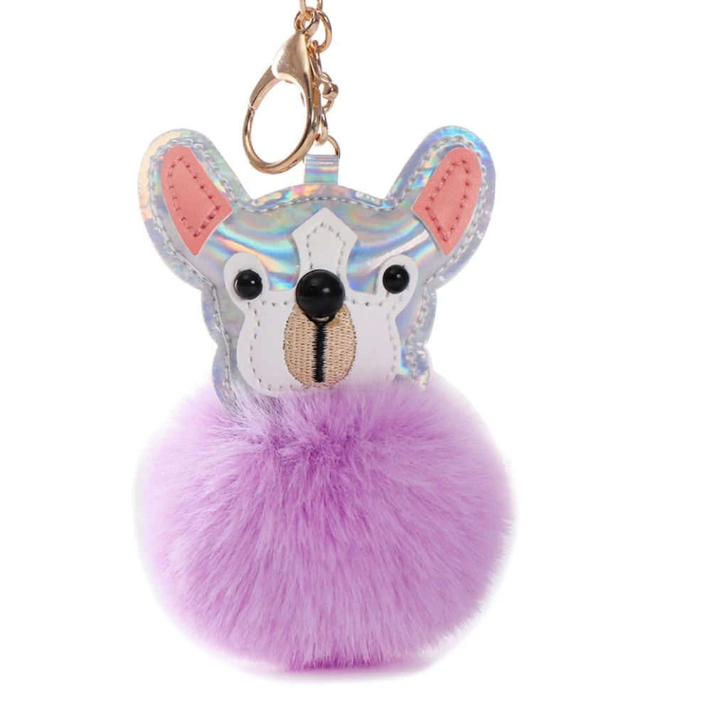 Lovely Cartoon Dog Pompom Key Ring Holder Keychain Women Gift Backpack Ornament | Украшения и аксессуары