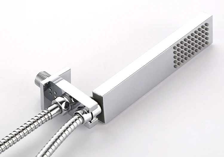 Латунная квадратная хромированная ручная душевая головка с настенным