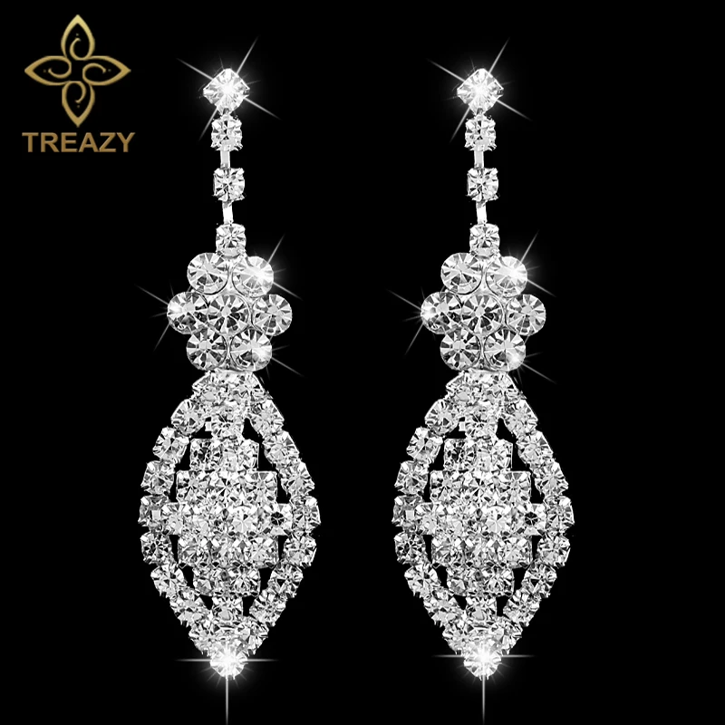 Серьги свадебные женские серебряного цвета с кристаллами|crystal bridal earrings|wedding jewelry