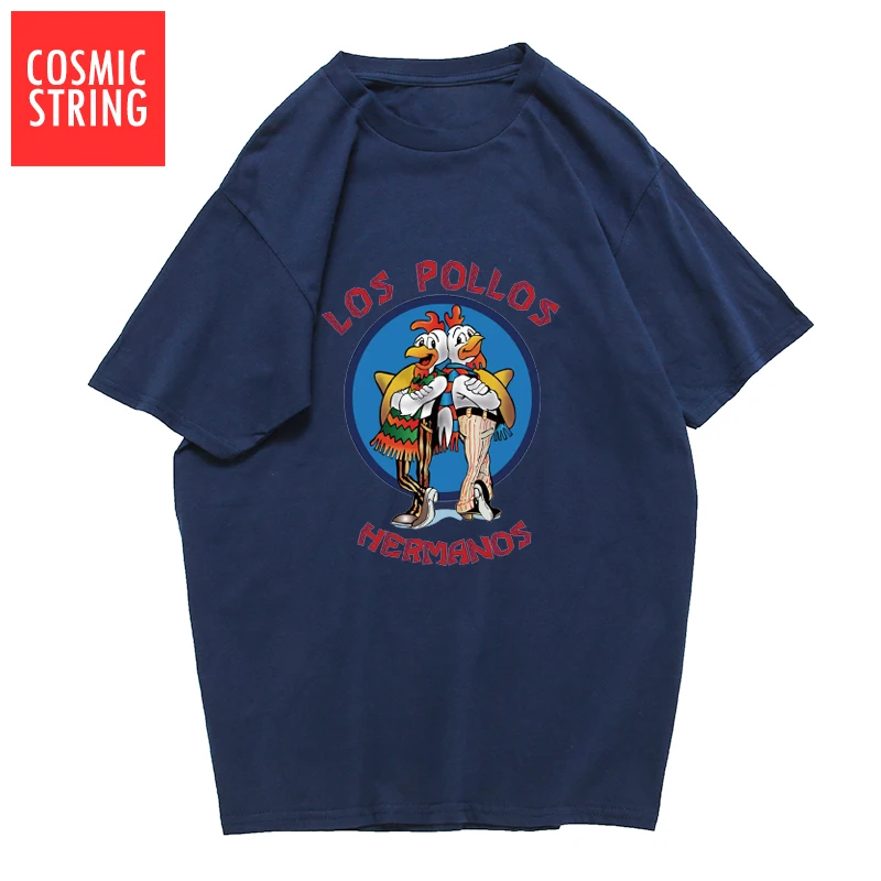 BLO0111AT-NAV COSMIC STRING/Мужская модная футболка с надписью «Breaking Bad», LOS POLLOS Hermanos, футболка с короткими рукавами с изображением братьев куриц, хипстерские Топы - Цвет: BLO0111AT-NAV
