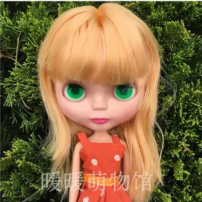9 yellow gold bang Ледяная кукла такая же, как Blyth Doll розовые волосы черные волосы золотые волосы с макияжем подходит для DIY make up Blyth Обнаженная кукольный подарок для девочек - Цвет: 9 yellow gold bang