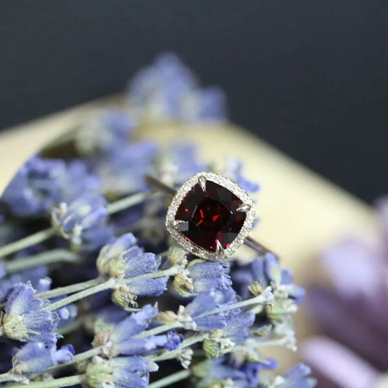 Dupuy Natural Red Garnet Ring 8mm 1.7ct Cut Square Fashion Engagement Classic Prong Setting Wedding Bands D180341 | Украшения и