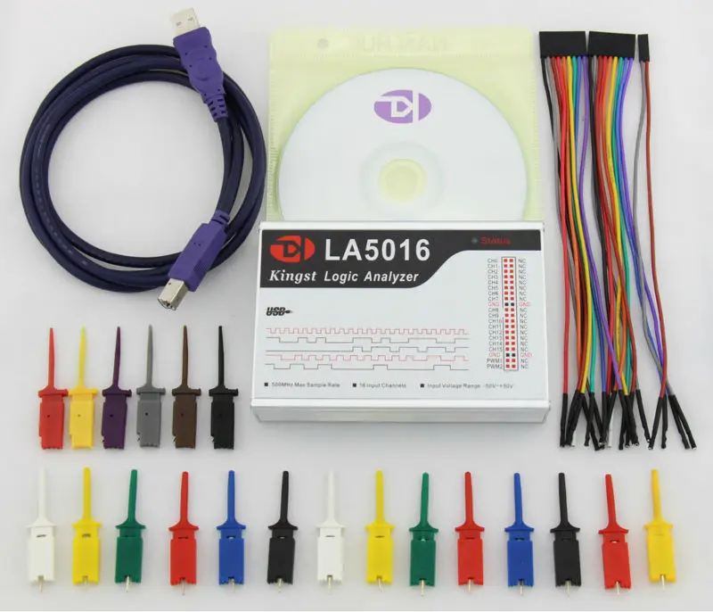 Kingst LA5016 USB логический анализатор 500 м Максимальная частота дискретизации, 16 каналов, 10B образцы, MCU, ARM, FPGA инструмент отладки, лот 3 за штуку