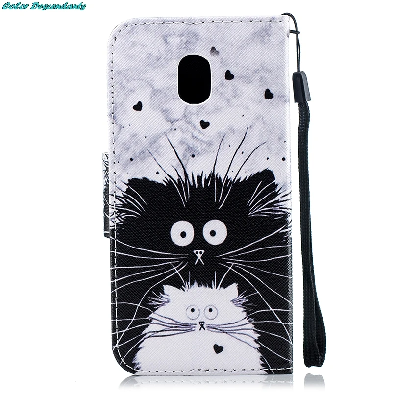 Чехол для Galaxy J4 2018 SM J400F росписью Кот флип чехол samsung J400 Coque карты слот