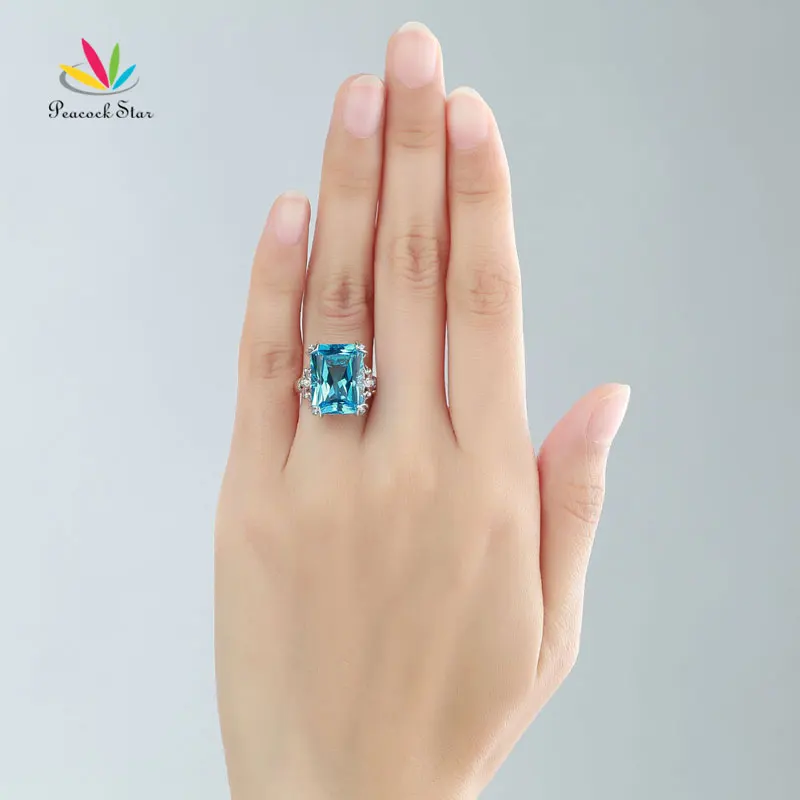 Павлин звезда 14K белое золото роскошное свадебное юбилейное кольцо 13 Ct