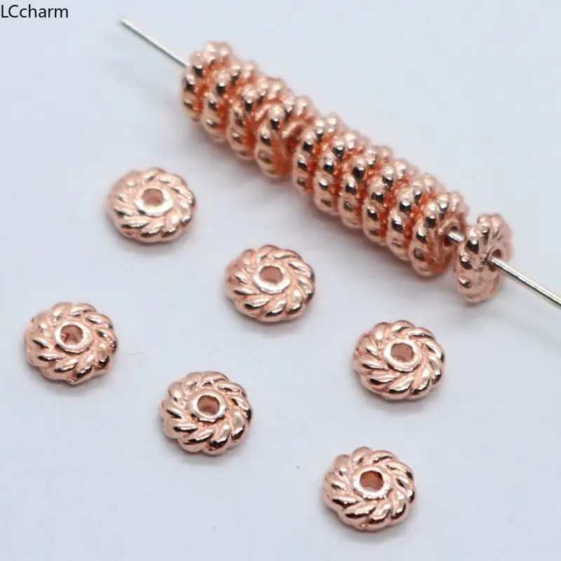 80 шт. бусины из розового золота с цветком ромашки 6 мм|Бусины| |