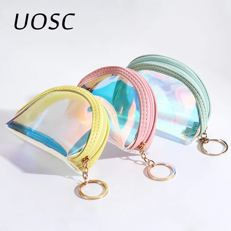 UOSC милый прозрачный кошелек для девочек, Женский кошелек для мелочи, мини детские карманные кошельки, держатель для карт, ПВХ, сумки для денег