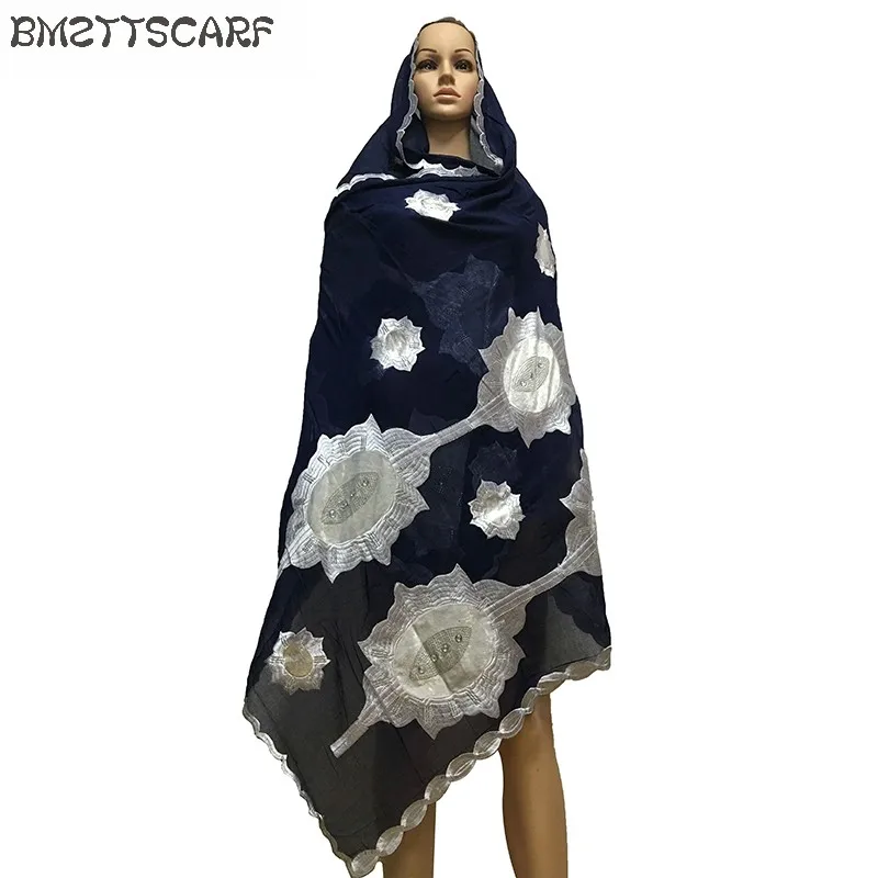 2019 африканская Женская шаль мусульманская вышивка хлопок платок длинный шарф