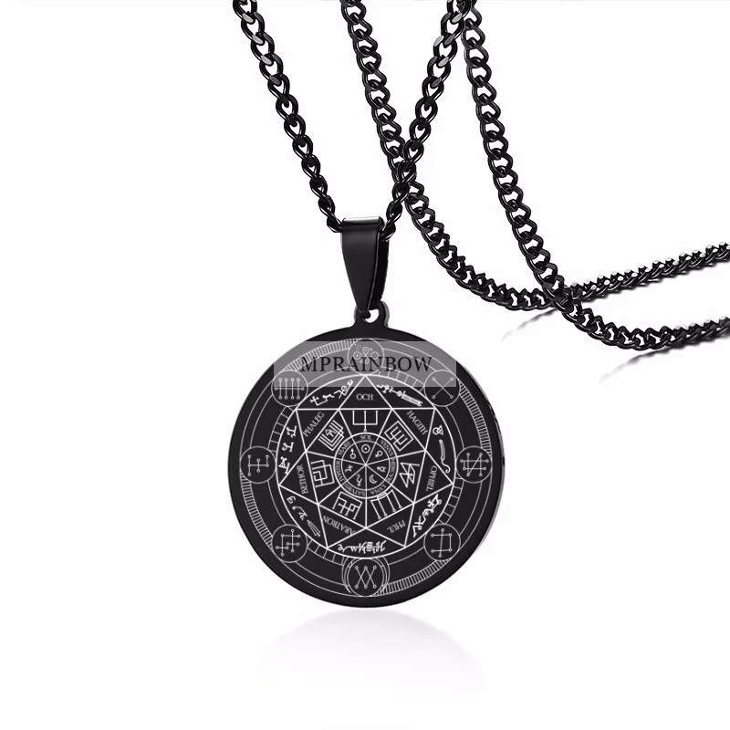 style3 Персонализированные лазерная Нержавеющая сталь, sigil of Lucifer Бафомет кулон Цепочки и ожерелья сатанизма Соломоновых Островов Viking ювелирные изделия - Окраска металла: style3