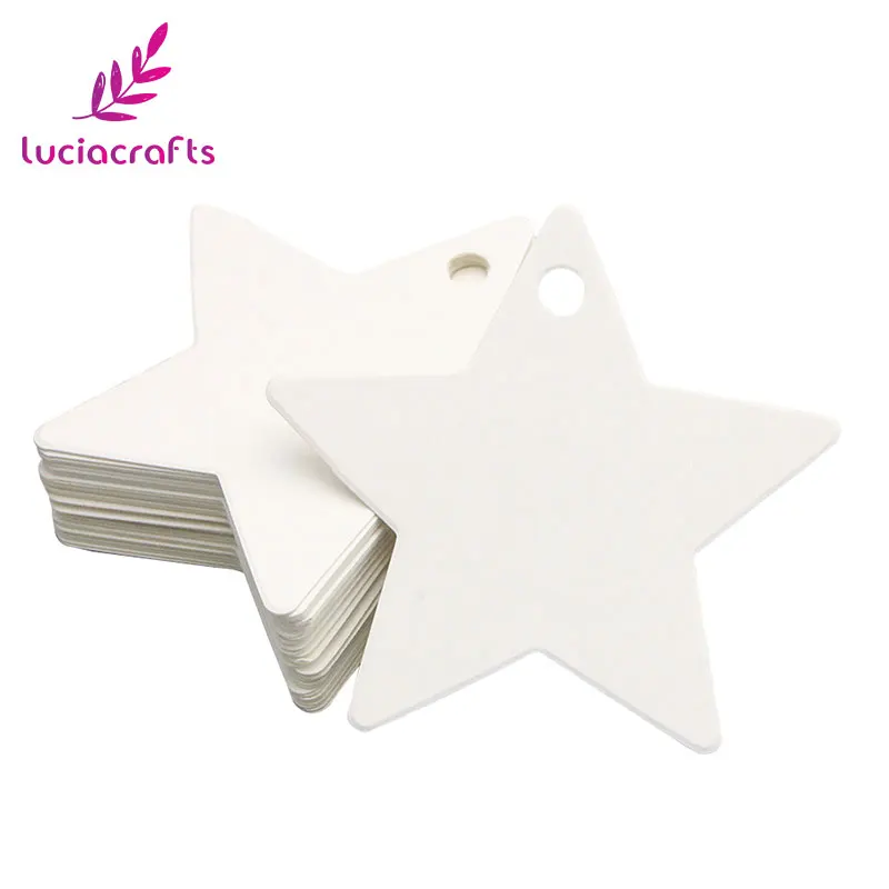 Lucia crafts 50 шт./лот 6*6 см Звездная крафт бумага этикетка ценники на свадьбу Рождество