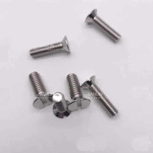 

10pcs M4 Brass nickel plating Slotted slot Countersunk head screw one line socket flat head bolt Mechanical screw 6-30mm Length