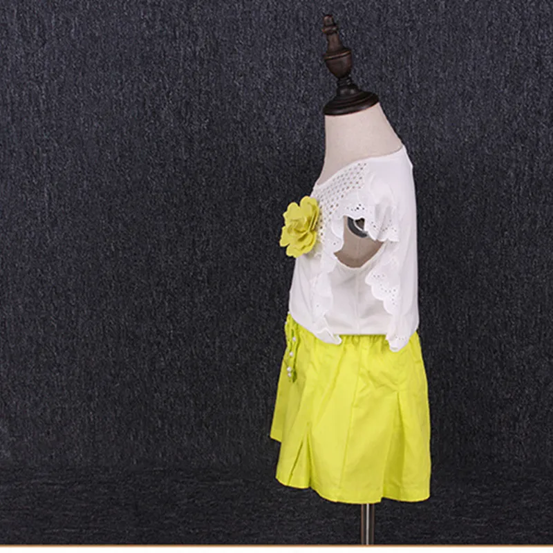 2018 брендовый летний комплект одежды с цветочным принтом для девочек топ