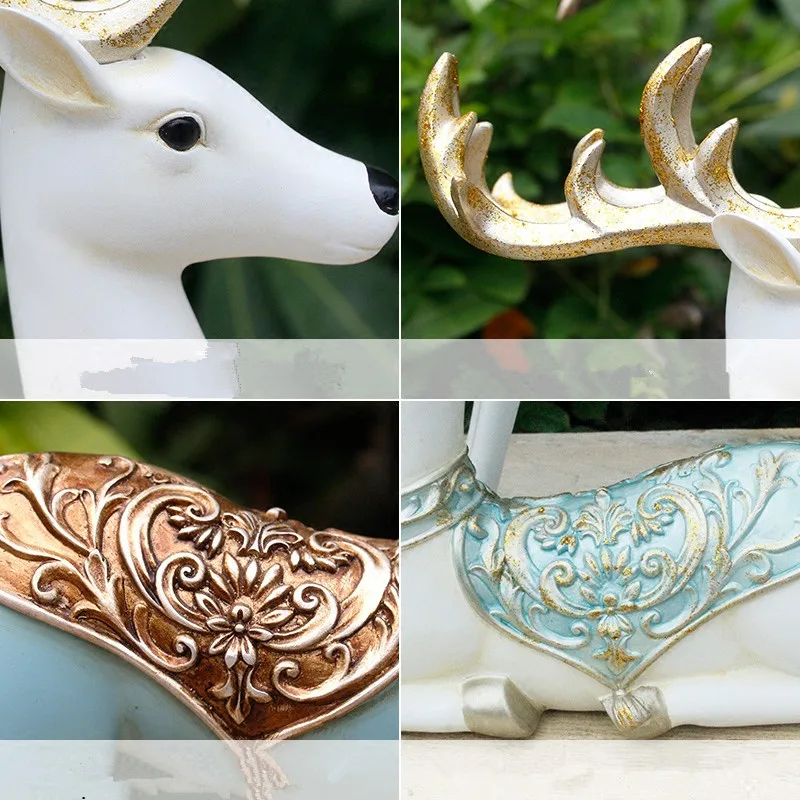 Смола животных Рождество орнамент с оленями креативная белая Статуэтка оленя