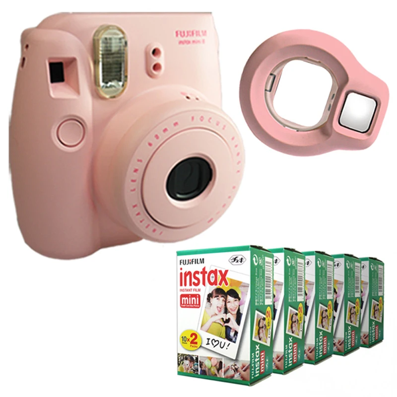 Моментальная Камера Fujifilm Instax Mini 8-розовая + белая пленка Fuji Edge 100 объектив крупным
