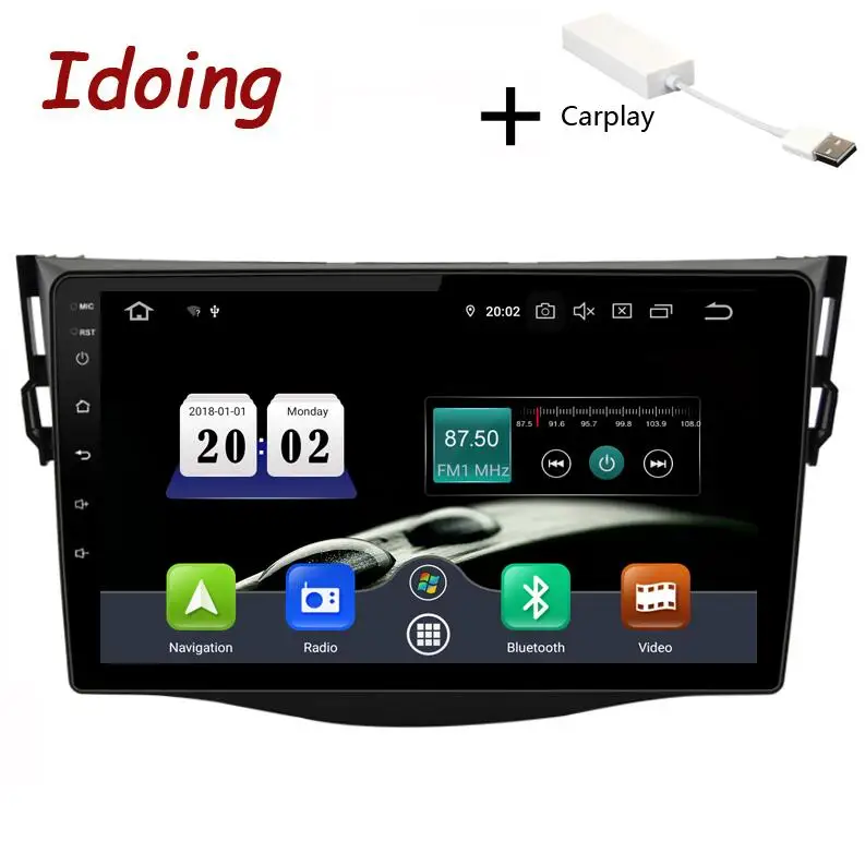 Idoing " Восьмиядерный автомобильный Android9.0 Радио мультимедийный плеер для Toyota RAV4 2007-2011 PX5 4G+ 64G gps навигация 2.5D ips TDA 7850 - Цвет: Carplay