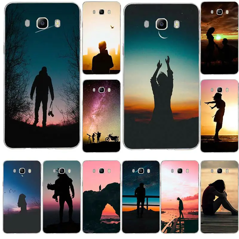 Силуэт человека небесно-одиночество Силиконовые чехлы ТПУ телефон для Samsung Galaxy J1