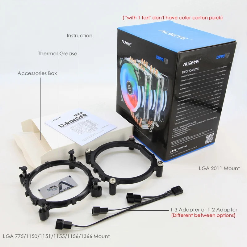 

ALSEYE ST-90 CPU Cooler 6 Heatpipe with RGB 4pin CPU Fan High Quality CPU Cooling New Arrival support LGA775/115X/1200/1366/2011