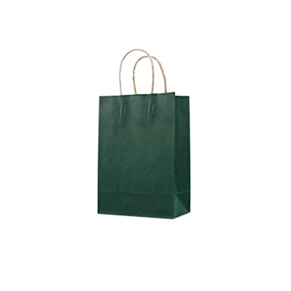 dark green Reusable Paper Twist Handle Shopping Bag Casual Solid Color Foldable Grocery Eco Bags Multicolor Party And Gift Tote Bag - Цвет: dark green