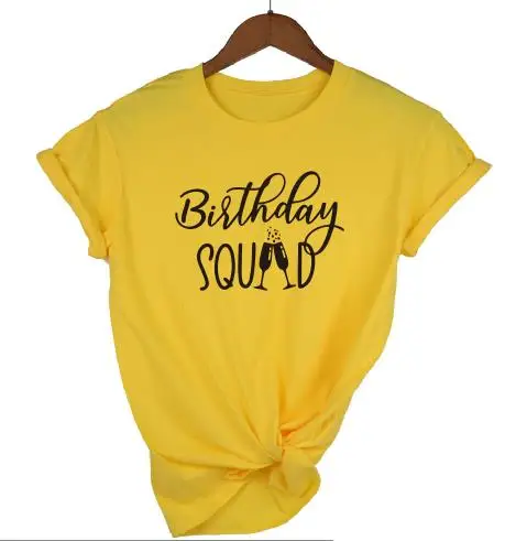 gold tee Squad text Футболка с надписью «queen Birthday Squad», стильная футболка с надписью «queen Birthday», подарок для девочек - Цвет: gold tee Squad text